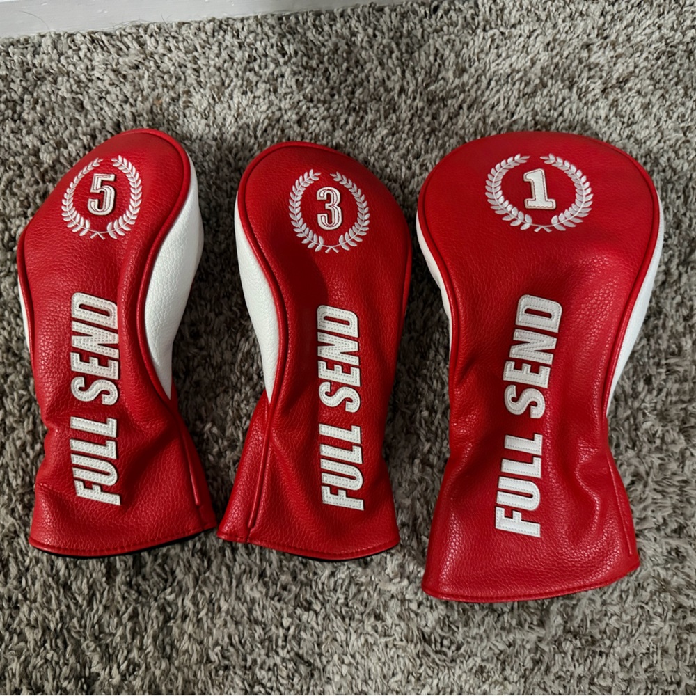Full Send Red Golf Club Headcovers Set